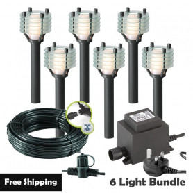 Techmar Garden Lighting UK Outdoor Lights Low Voltage Larix 12V Plug & Play LED Garden Lights Bundle - 6 Light Kit. 1