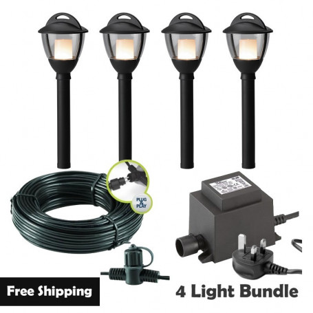 Techmar Laurus 12V Plug & Play Garden Post Light Bundle - 4 Light Kit