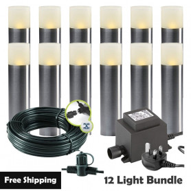 Techmar Garden Lighting UK Outdoor Lights Low Voltage Oak 12V Garden Post Light Bundle -12 Light Kit. 1