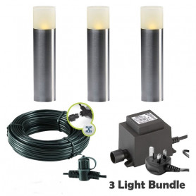 Techmar Garden Lighting UK Outdoor Lights Low Voltage Oak 12V Garden Post Light Bundle - 3 Light Kit. 1