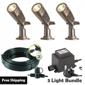 Techmar Garden Lighting UK Outdoor Lights Low Voltage Minus Plug & Play LED Garden Spotlight Bundle - 3 Light Kit. 1