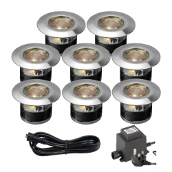 Techmar Garden Lighting UK Outdoor Lights Low Voltage Acis 12V Plug & Play Garden Deck Light Bundle - 8 Light Kit