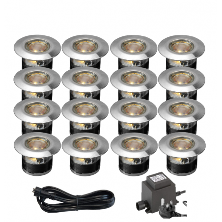 Techmar Garden Lighting UK Outdoor Lights Low Voltage Acis 12V Plug & Play Garden Deck Light Bundle - 16 Light Kit