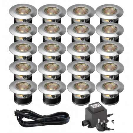 Techmar Garden Lighting UK Outdoor Lights Low Voltage Acis 12V Plug & Play Garden Deck Light Bundle - 20 Light Kit