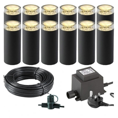 Techmar Linum 12V Plug & Play Garden Lights Bundle - 12 Light Kit 1