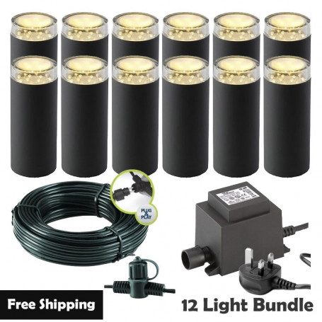 Techmar Linum 12V Plug & Play Garden Lights Bundle - 12 Light Kit