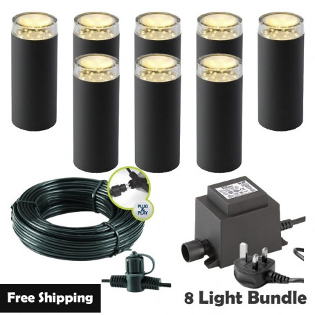 Techmar Linum 12V Plug & Play Garden Lights Bundle - 8 Light Kit