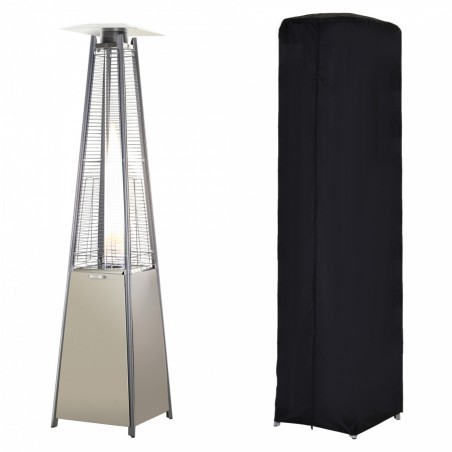 Stainless Steel Outdoor Pyramid Patio Heater with Wheels and Rain Cover (Silver)