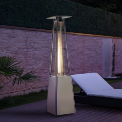 Stainless Steel Outdoor Pyramid Patio Heater with Wheels and Rain Cover (Silver)