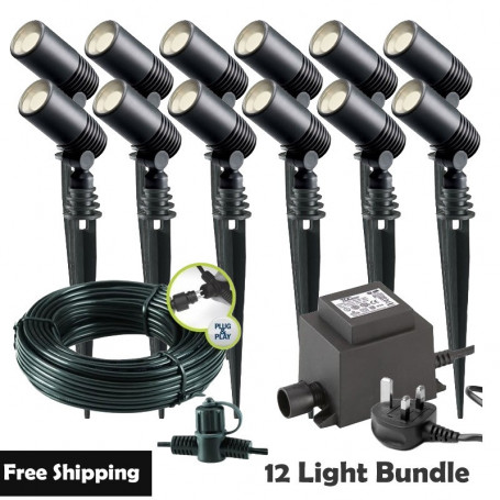 Techmar Alder 12V Plug & Play LED Garden Lights Bundle - 12 Light Kit