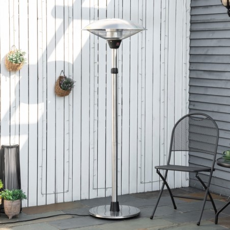 Outdoor 3KW Electric Infrared Freestanding Patio Heater with 3 Heat Settings & Adjustable Height (Silver)