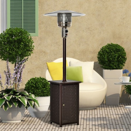 12KW Free Standing Rattan Outdoor Garden Heater (Brown)