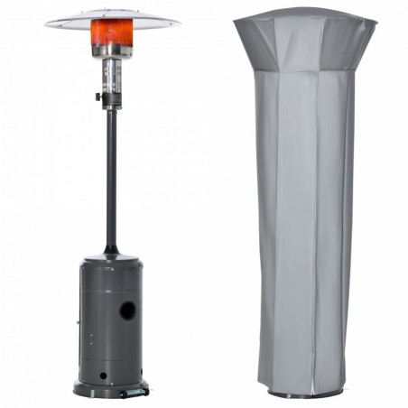 Outdoor 12.5KW Freestanding Gas Patio Heater With Wheels & Dust Cover