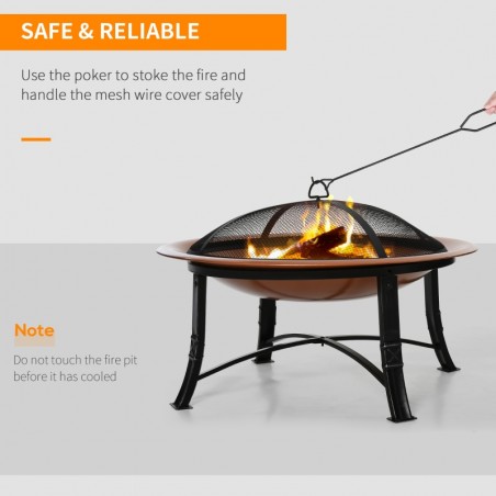 Outdoor Steel Fire Pit & Log Burning Heater With Poker & Grate 4