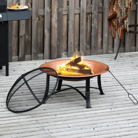 Outdoor Steel Fire Pit & Log Burning Heater With Poker & Grate 6