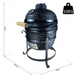 Cast Iron Ceramic Kamado Charcoal BBQ (Black) 10