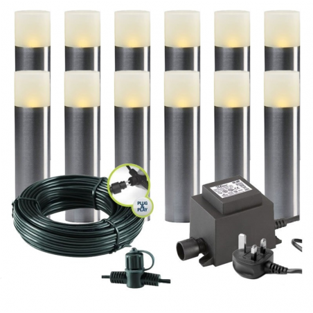 Techmar Garden Lighting UK Outdoor Lights Low Voltage Oak 12V Garden Post Light Bundle -12 Light Kit. 4