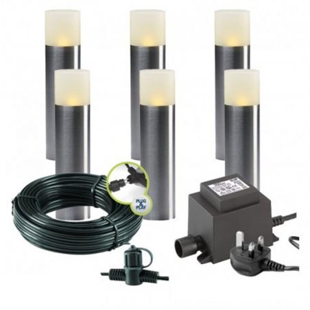 Techmar Garden Lighting UK Outdoor Lights Low Voltage Oak 12V Garden Post Light Bundle - 6 Light Kit. 3