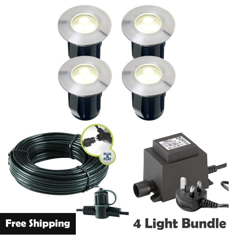 Techmar Alpha 12V Plug & Play Garden Deck Light Bundle - 4 Light Kit