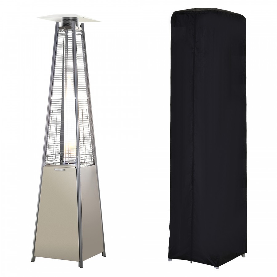 Stainless Steel Outdoor Garden Pyramid Patio Heater c/w Wheels & Cover